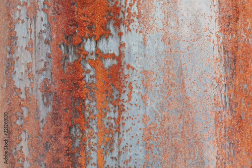 Close up orange rust on metal