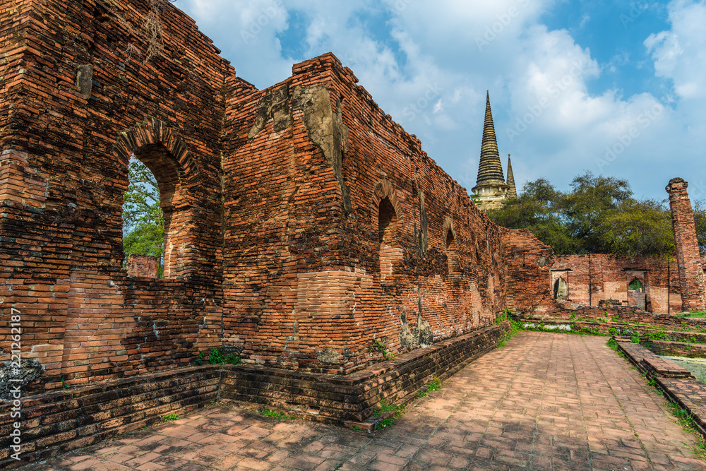 Ancient pagoda in historical park Wat Phra si sanphet ayutthaya thailand	