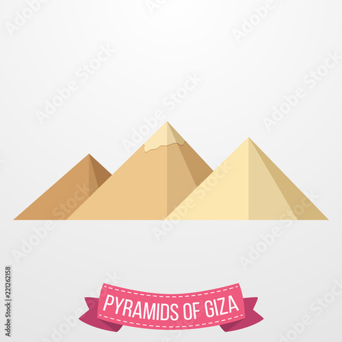 Pyramids Giza icon on white background