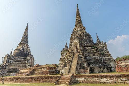 Ancient pagoda in historical park Wat Phra si sanphet ayutthaya thailand	