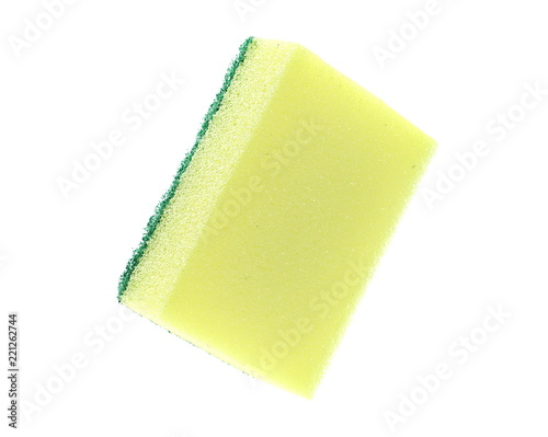 Yellow sponge isolated on white background with clipping path