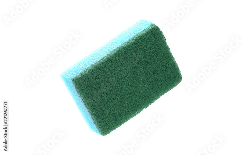 Blue sponge isolated on white background with clipping path