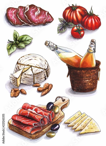 A collection of food delicacies for a picnic