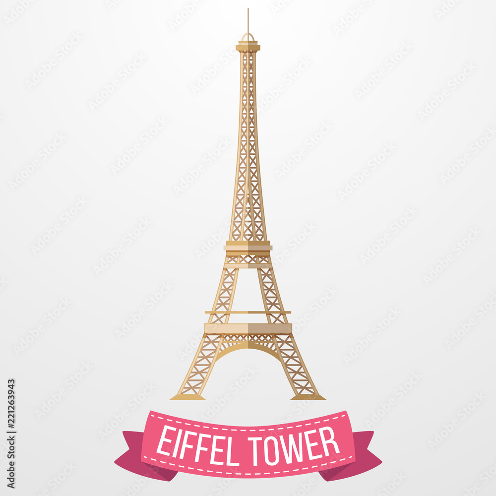 Eiffel Tower icon on white background
