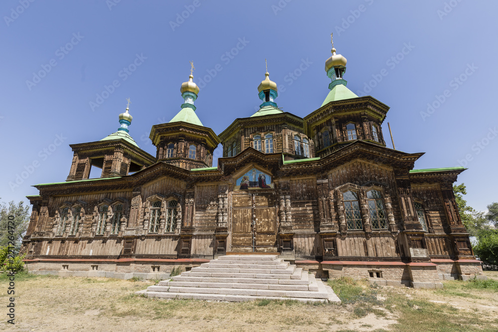 The Russian Orthodox Holy Trinity Cathedral in Karakol, Kyrgyzstan