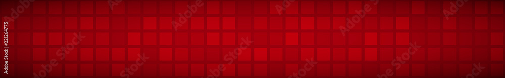 Abstract horizontal banner or background of big squares or pixels in red colors. - obrazy, fototapety, plakaty 