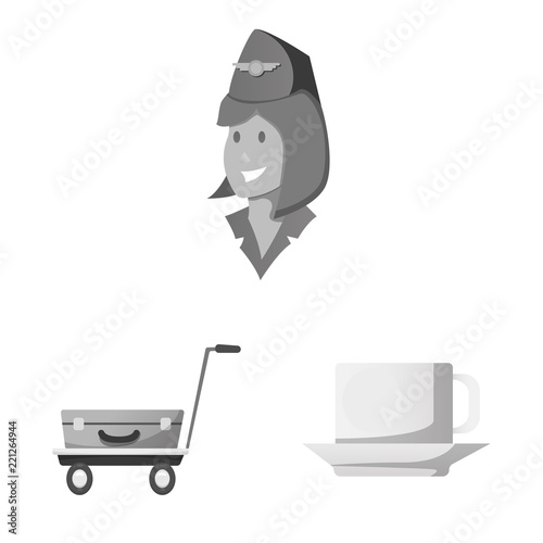 Vector illustration of airport and airplane symbol. Collection of airport and plane vector icon for stock.