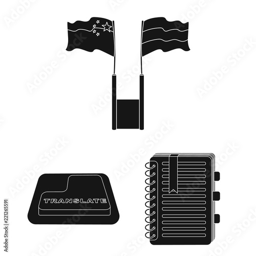 Translator and linguist black icons in set collection for design. Interpreter vector symbol stock web illustration.