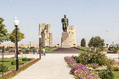 The monument to the Turco-Mongol conqueror Amir Timur in Shahrisabz, Uzbekistan. photo