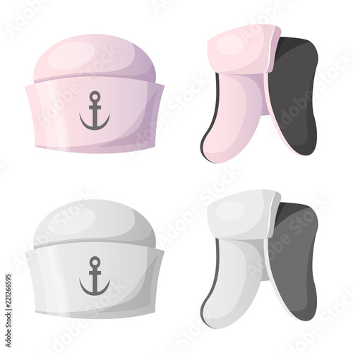 Isolated object of headwear and cap sign. Set of headwear and accessory vector icon for stock.