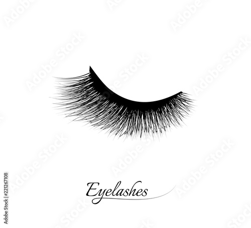 Eyelash extension. Beautiful black long eyelashes. Closed eye . False beauty cilia. Mascara natural effect. Professional glamor makeup.