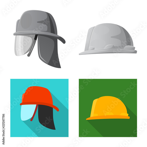 Vector illustration of headwear and cap icon. Collection of headwear and accessory stock symbol for web.