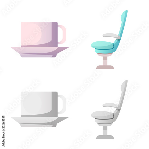 Isolated object of airport and airplane icon. Collection of airport and plane vector icon for stock.