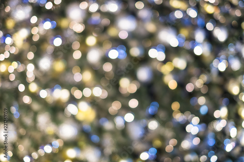 Bokeh from a Christmas tree, glitter Christmas festive for background..