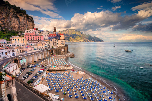 Atrani. Aerial view of Atrani famous coastal village located on Amalfi Coast, Italy. photo