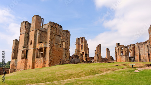 KENILWORTH, AUGUST 06: Kenilworth Castle, UK 2018.The inner court as seen from the base court; the 16th-century Leicester's building and Gaunt's 14th-century Oriel tower and great hall.
