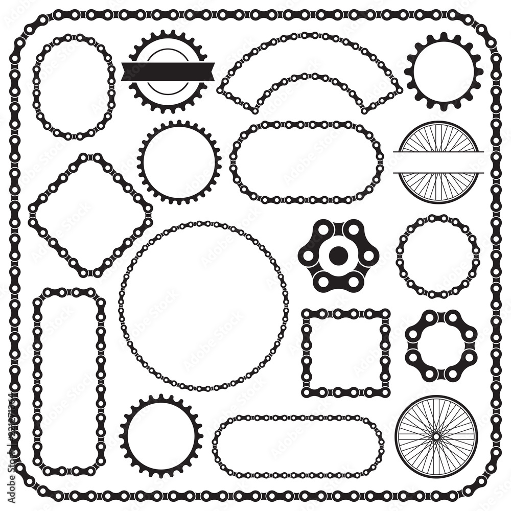 Fototapeta premium Collection of bicycle cycling themed border frames. Ideal for use in cycling logo or label designs.