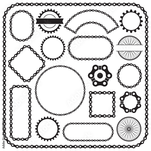 Collection of bicycle cycling themed border frames. Ideal for use in cycling logo or label designs.