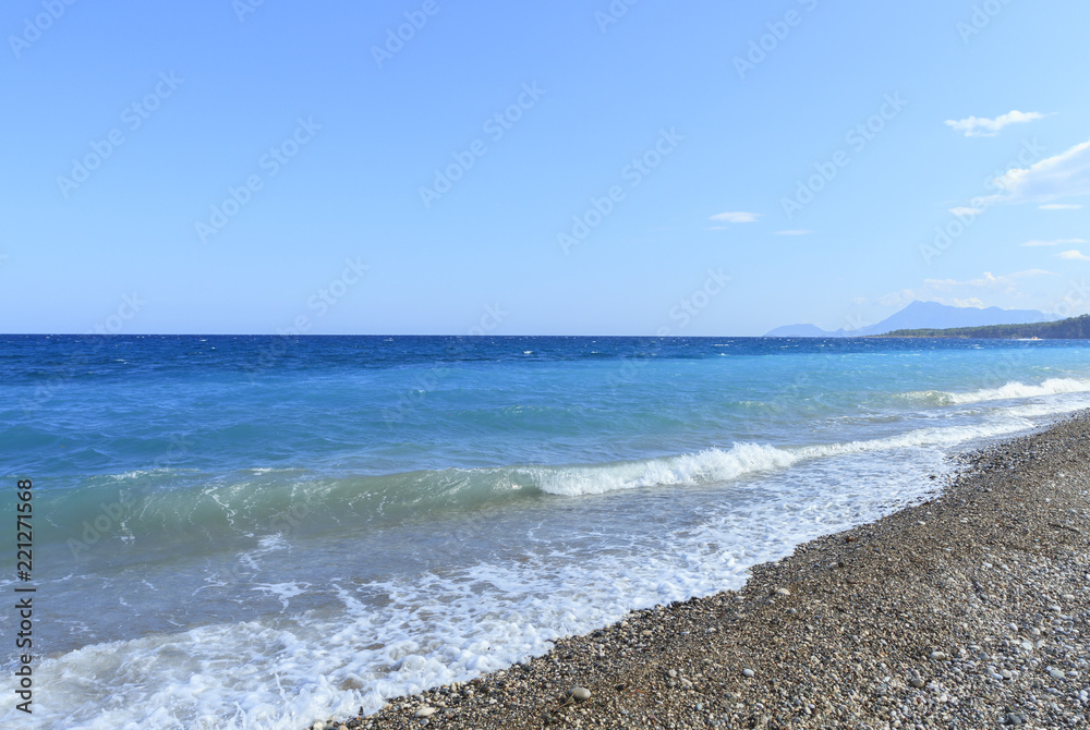 Mediterranean turquoise sea in Kiris, Turkey