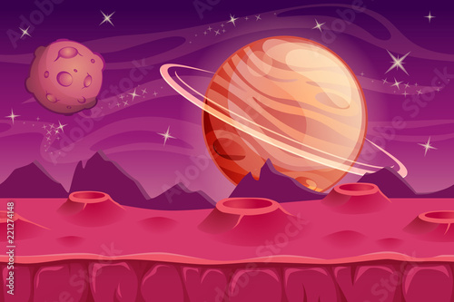 Fantasy space background for UI game. Alien landscape background