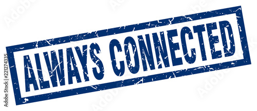 square grunge blue always connected stamp