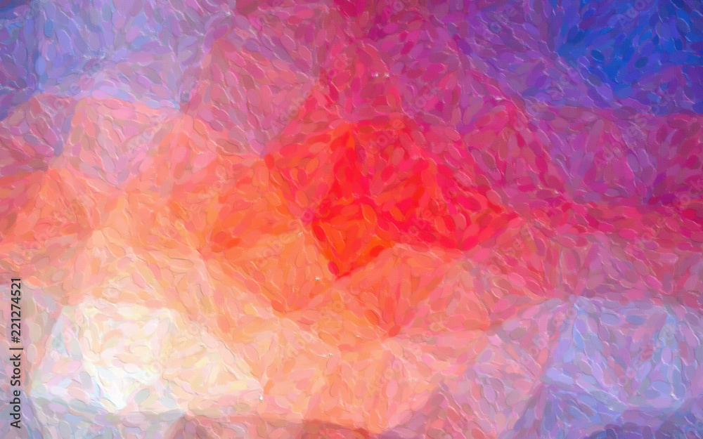 Fototapeta premium Illustration of blue, purple, red and yellow Long dots pointillism background.