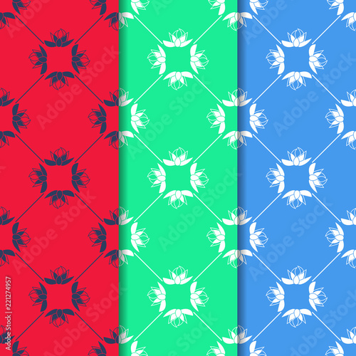 abstract floral seamless pattern with flowers, netting and leaves