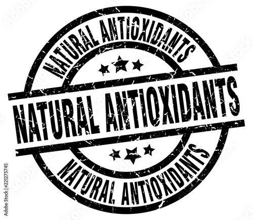 natural antioxidants round grunge black stamp