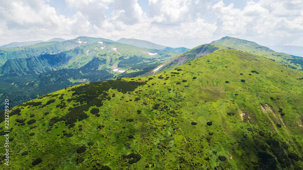 View of the mountains from a bird's eye view