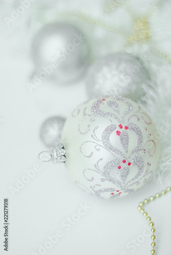 Silver Christmas decoration on white background