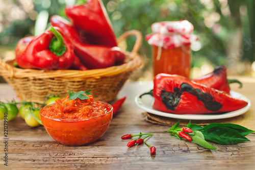 Ajvar,tasty dish of roasted red peppers