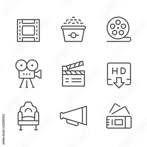Set line icons of movie