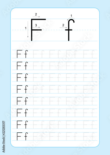 Alphabet letters tracing worksheet with alphabet letters. Basic writing practice for kindergarten kids A4 paper ready to print vector illustration