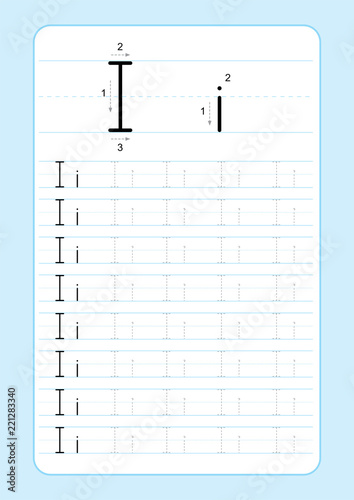 Alphabet letters tracing worksheet with alphabet letters. Basic writing practice for kindergarten kids A4 paper ready to print vector illustration