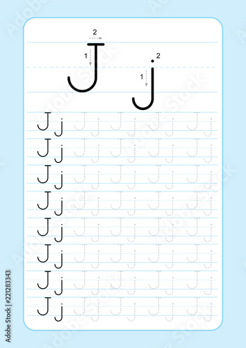 Alphabet letters tracing worksheet with alphabet letters. Basic writing practice for kindergarten kids A4 paper ready to print vector illustration