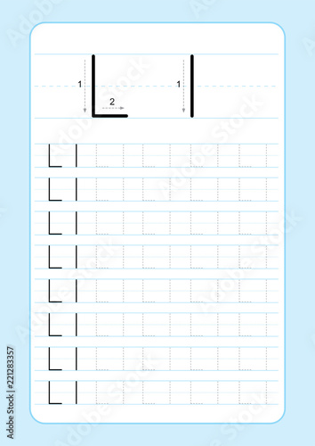 Alphabet letters tracing worksheet with alphabet letters. Basic writing practice for kindergarten kids A4 paper ready to print vector illustration
