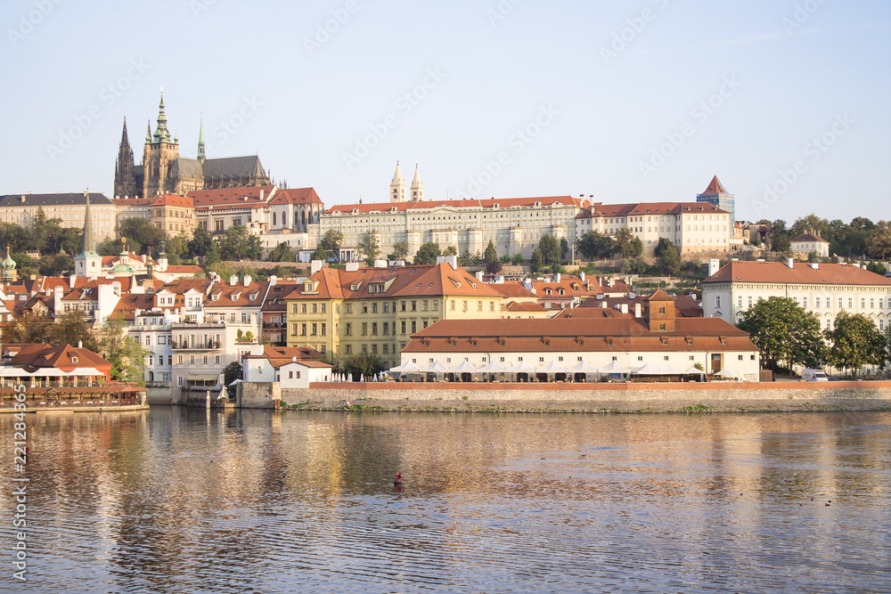 Prague summer colorful cityscape. Czech republic in summer