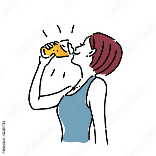 ビールを飲む女性　イラスト