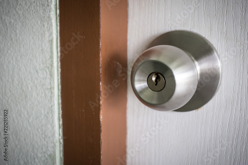 Door knob on white door