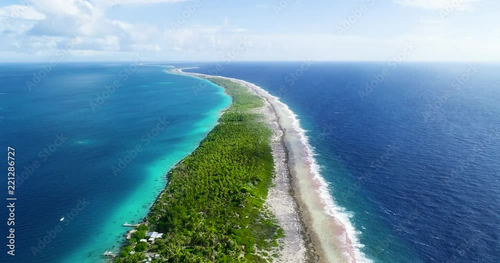 atoll in aerial view, French Polynesia atoll in aerial view, French Polynesia