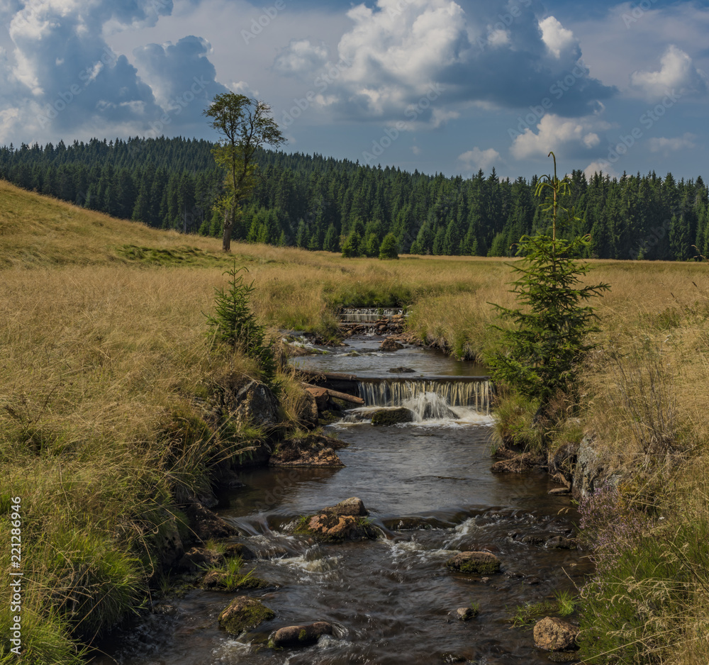 Rolava river in summer hot sunny day