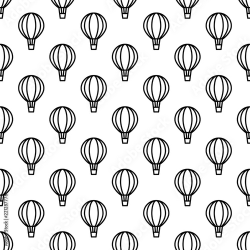 Seamless air balloon pattern. Vector monochrome background