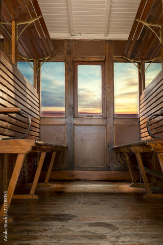 Travelling in an old train
