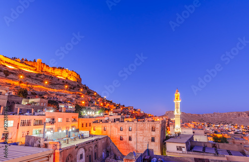 Sunrise landscape view of old Mardin city photo