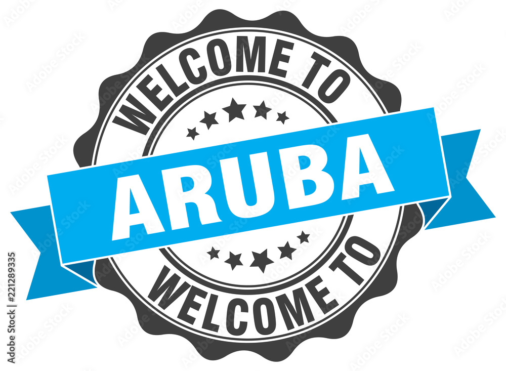 Fototapeta premium Aruba round ribbon seal