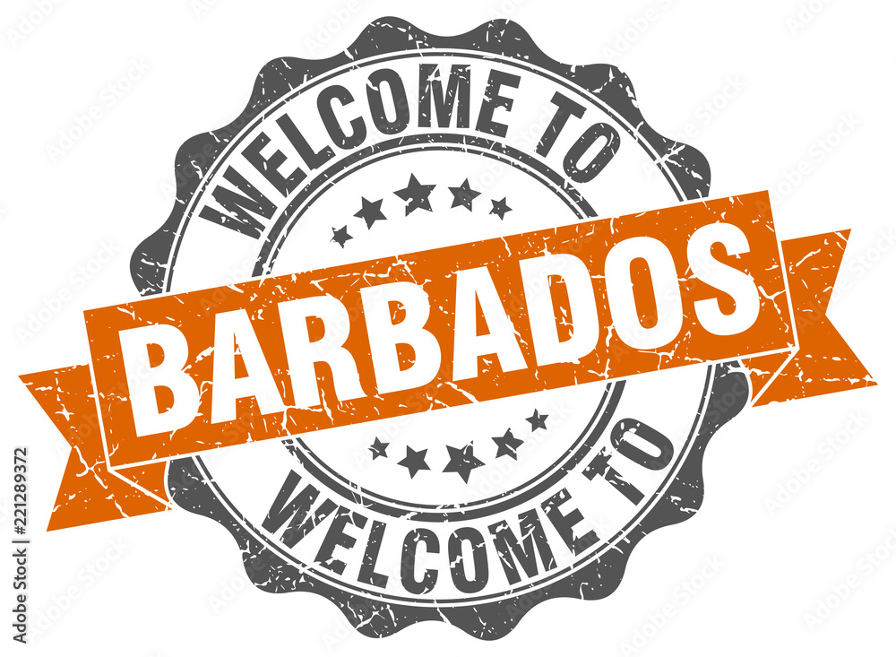 Obraz premium Barbados round ribbon seal