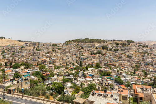 Wide view on residential neighborhoods in East Jerusalem