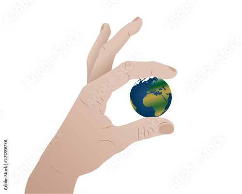 Planet earth in hand vector illustration 