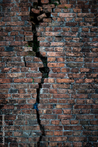 Crack in an old brick wall