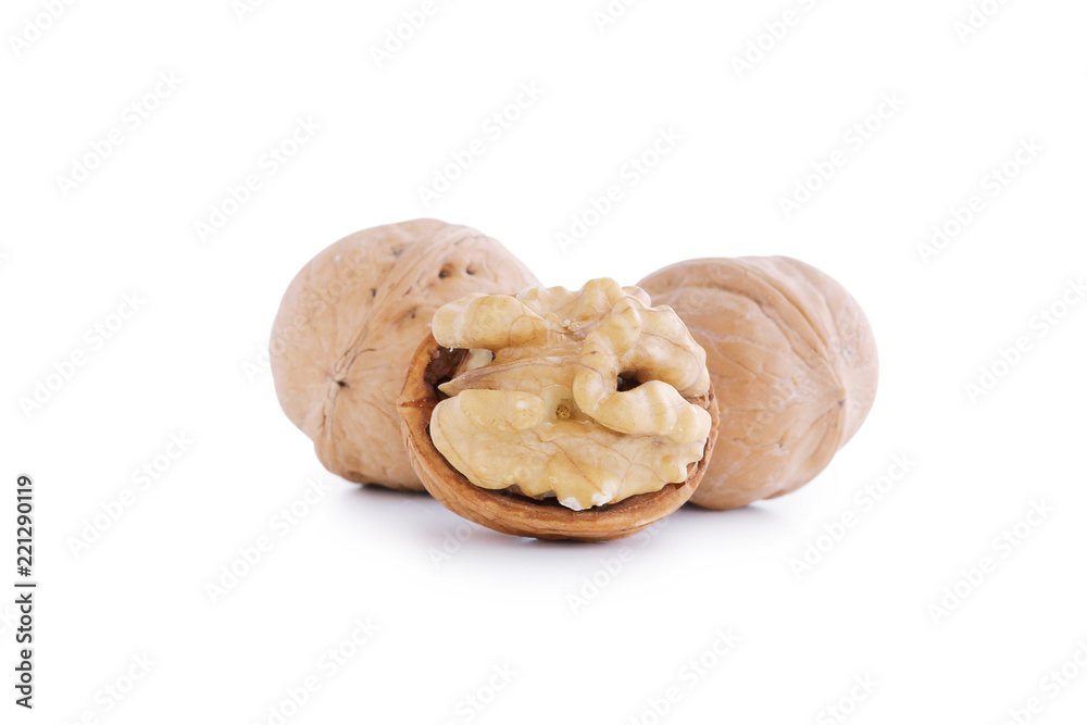 beautiful walnuts isolated on white background beautiful walnuts isolated on white background